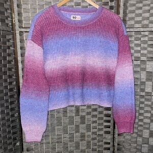 SO Girls Cropped Ombre Sweater - Pink and Purple
